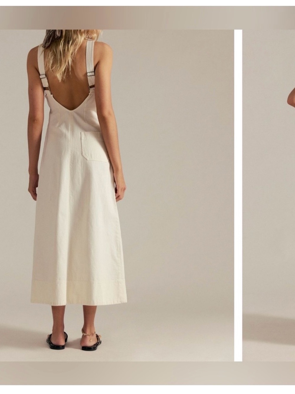 NWT Free People Dex Denim Midi Dress - ecru cream white - XS - Picture 3 of 9